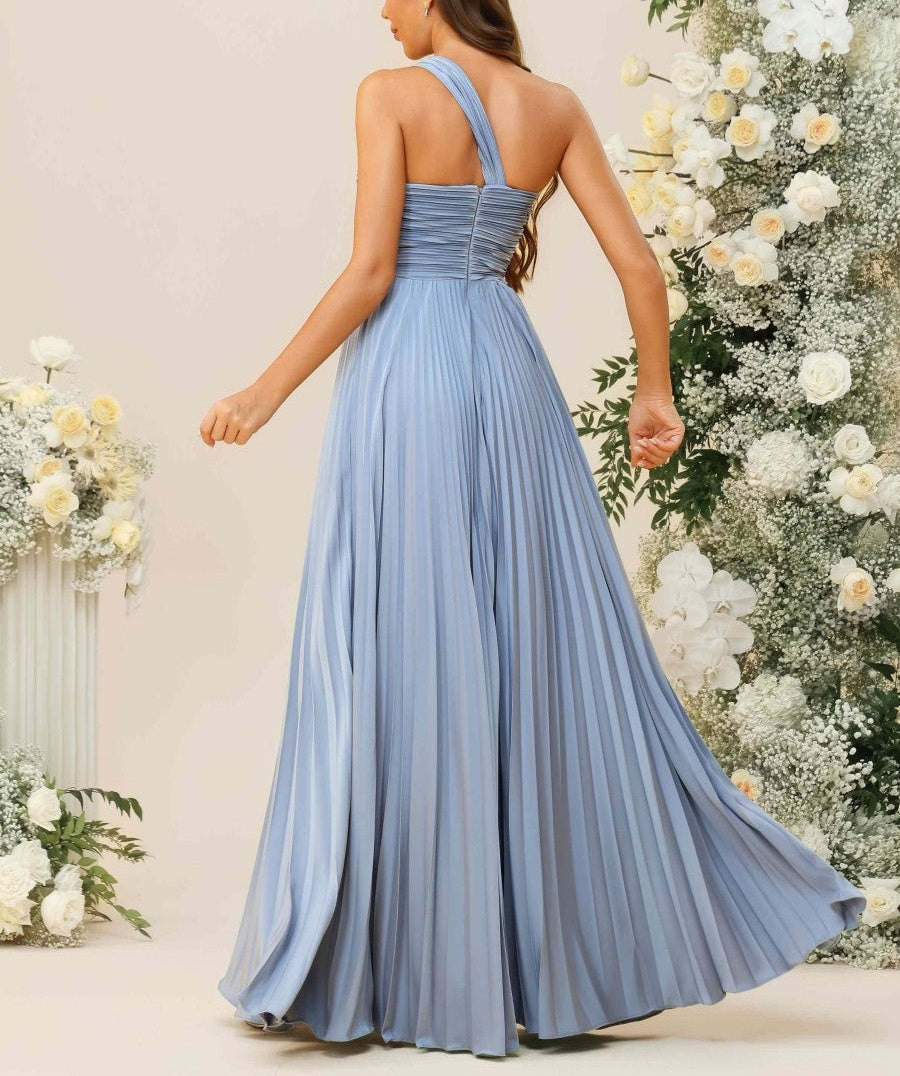 A-Line/Princess One Shoulder Pleated Asymmetrical Floor-Length Bridesmaid Dresses