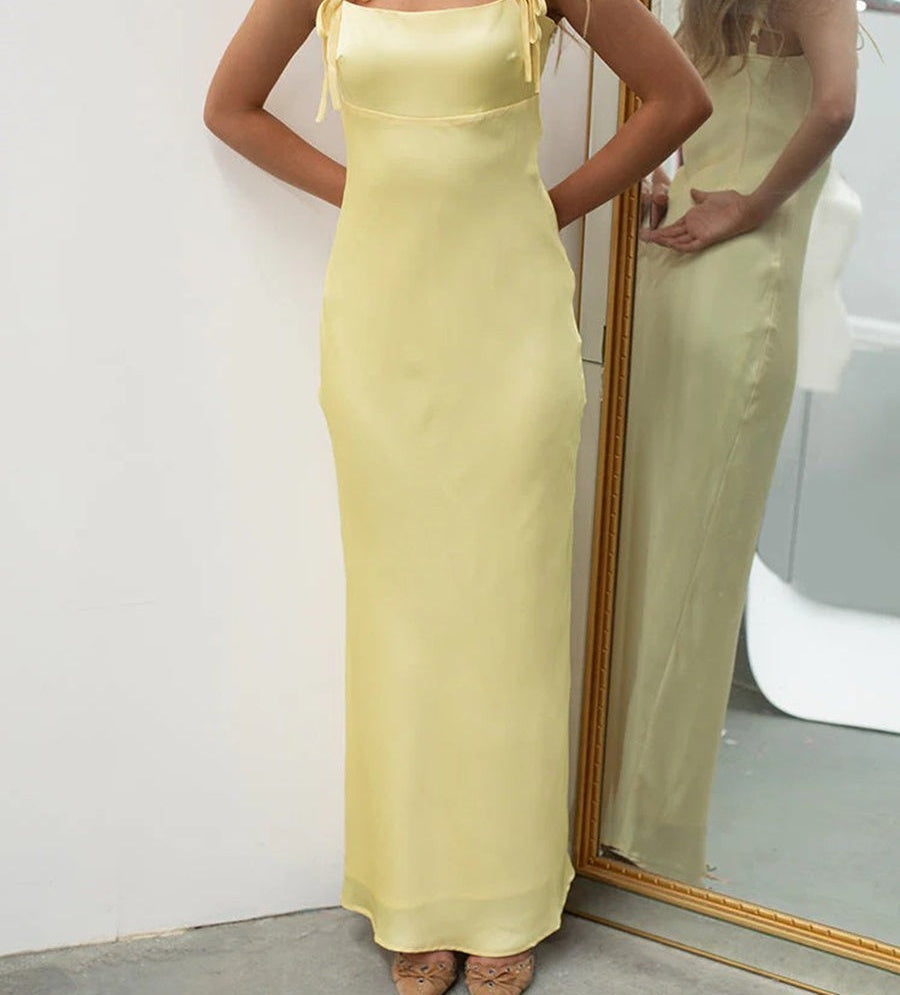 Mermaid/Trumpet Spaghetti Strap Satin Corset Long Prom Dresses with Bow