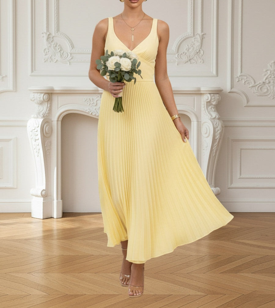 A-Line/Princess Spaghetti Strap Pleated Satin Floor-Length Prom Dresses