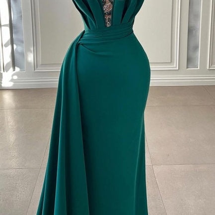 ombreprom Beautiful Dark Green Long Prom Dress Evening Gowns Strapless Mermaid