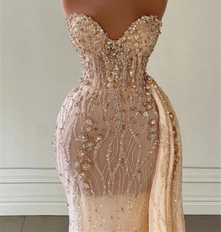 Charming Sweetheart Sleeveless Mermaid Prom Dress With Beads Long