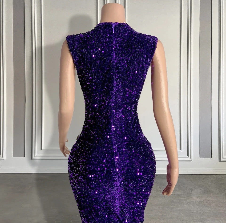 Sequined Sleeveless Mermaid Prom Dress with Beadings