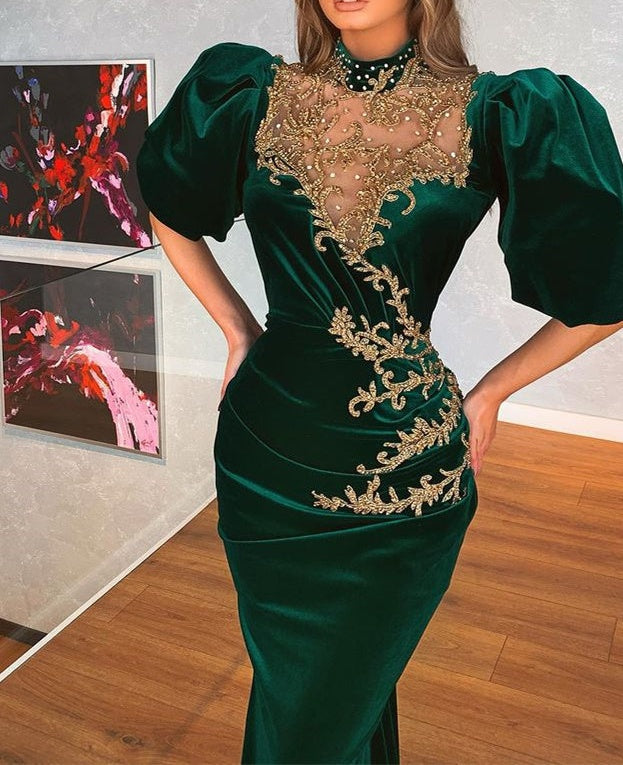 Dark Green One Shoulder Overskirt Prom Dress Slit Online