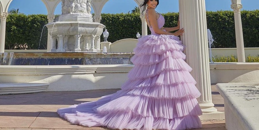 Beautiful A-line Lilac Straps Ruffles Sleeveless Prom Dress