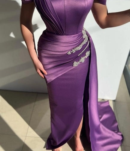 Modern Grape Strapless Off the Shoulder Long Mermaid Evening Prom Dresses