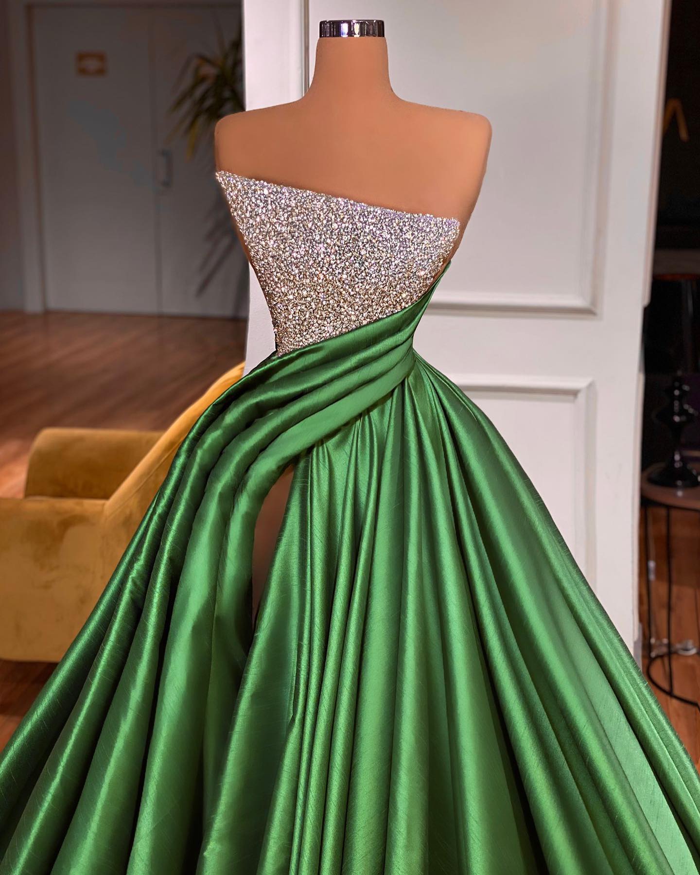 Fabulous Long A-line Strapless Split Front Sleeveless Prom Dress