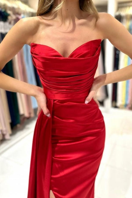 Modern Sweetheart Sleeveless Mermaid prom Dresses With Front Split