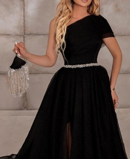 Fabulous One Shoulder Sleeveless Long Prom Dress Ribbons