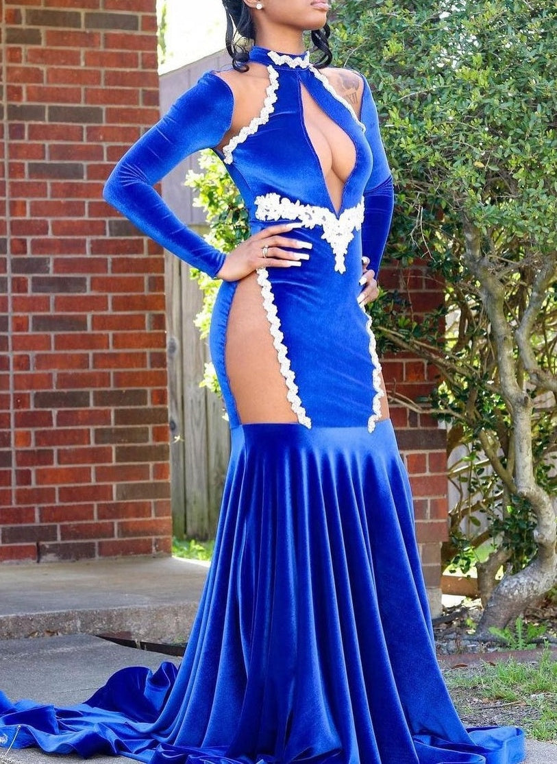 Sliver Beaded Open Back Sequin Mermaid Floor length Prom Dresses