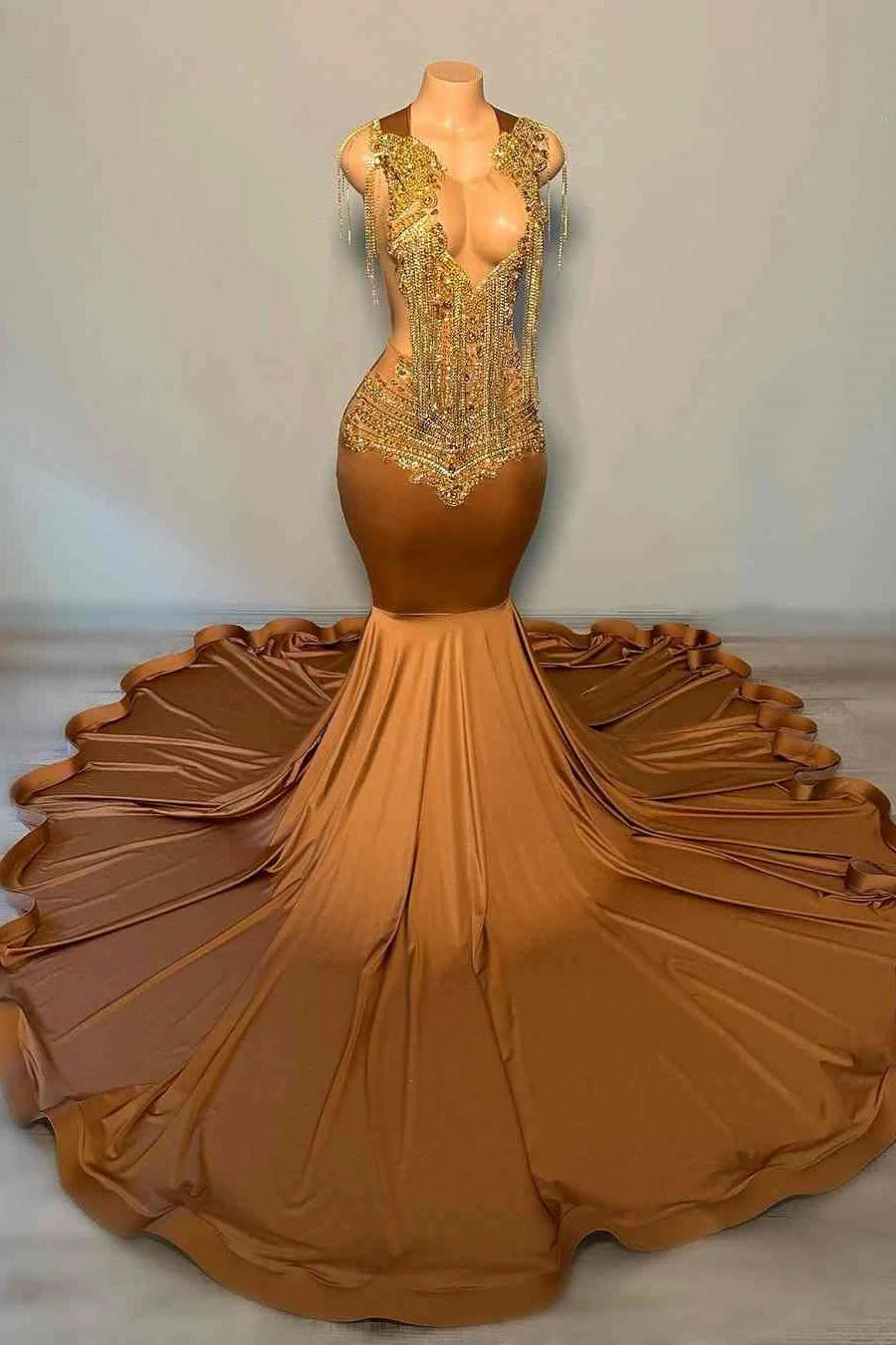 brown sequin prom dress Sleeveless Satin Tassels Gold Court Train Dresses Our prom dress collection Ships From:Custom Tailored ONLINESTORE Santoni Men's Black Patent