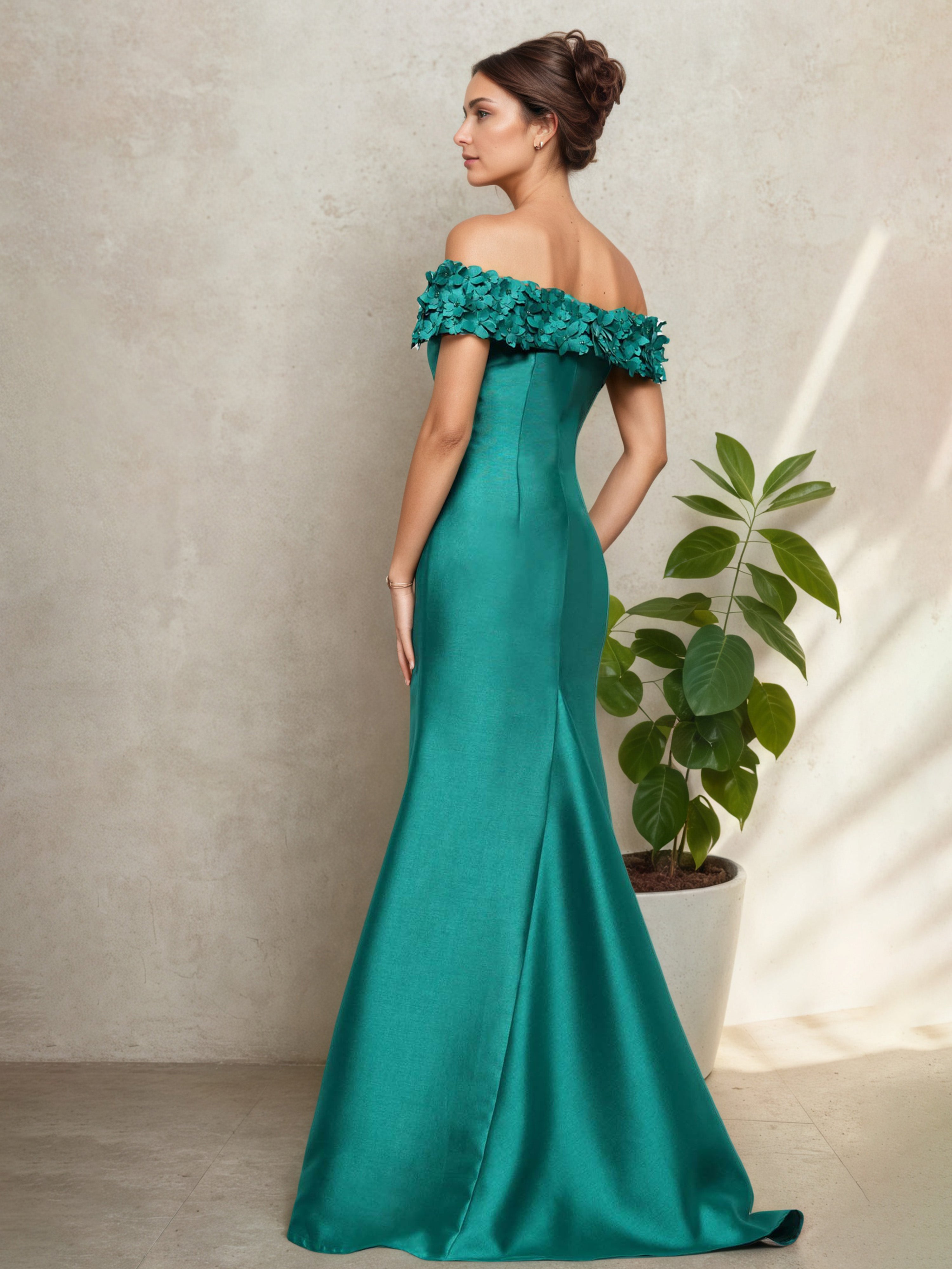 Peacock Strapless Mother of the Bride Dress with Illusion Detailing
