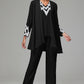 3 Pieces Long Sleeves Chiffon Lace Mother Of The Bride Dress Pants Suits with Silver Sequins