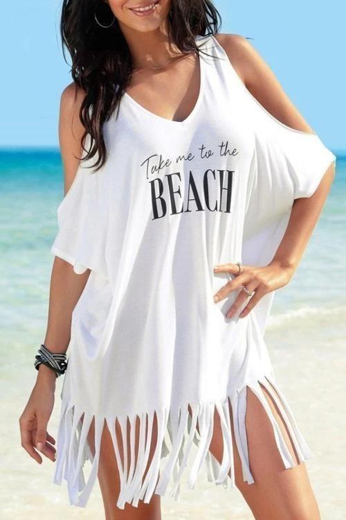 OmbreSwim - Tassel Letters Print Cover Up