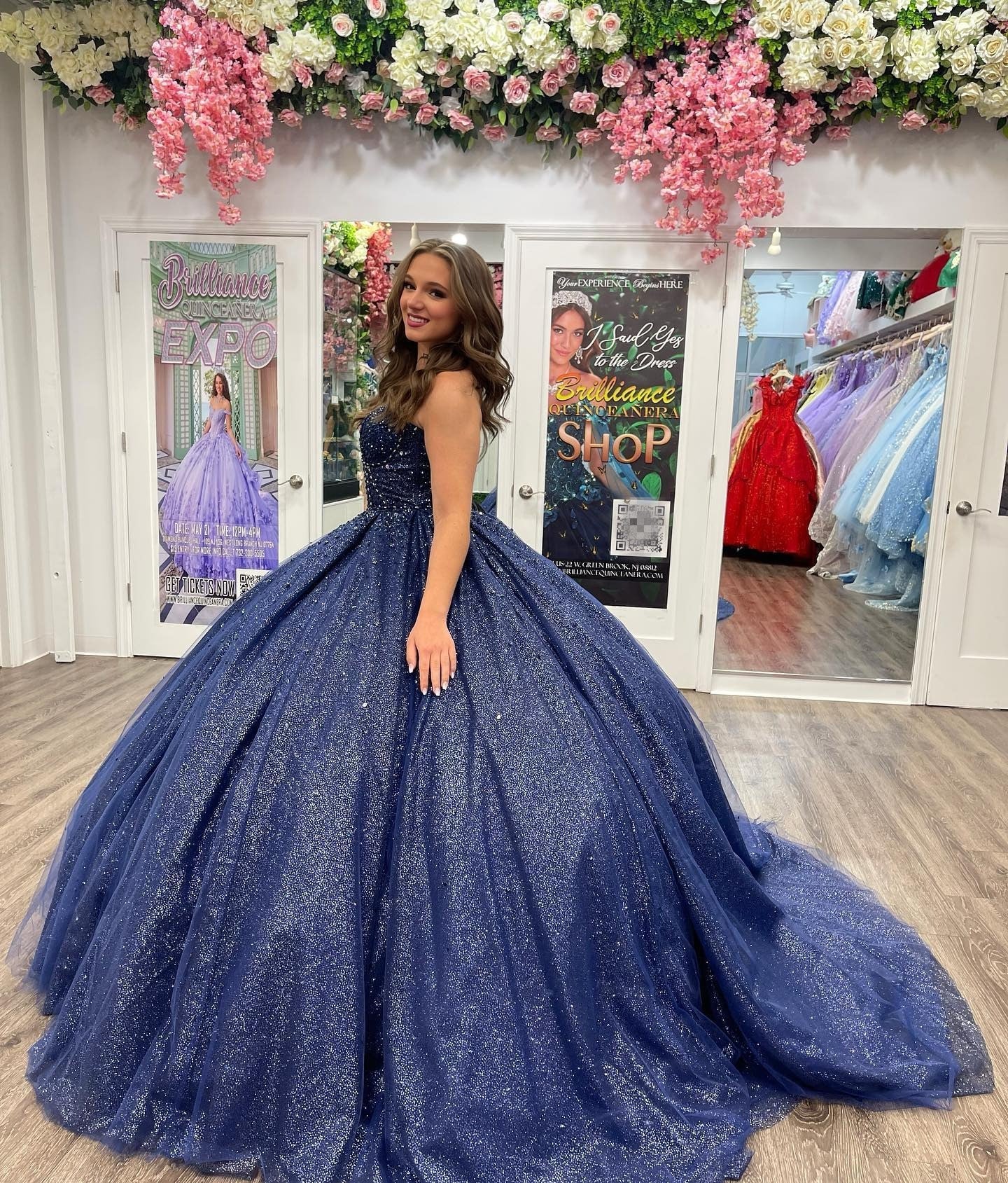 Elegant & Classic Ball Gown Sweetheart Neck Sleeveless Navy Blue Tulle Quinceanera Dress Princess Prom Dresses Party Gown for Sweet 16