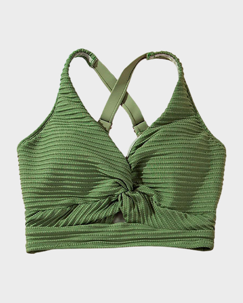 OmbreSwim - Textured Knot-Front High-Waisted Bikini Set