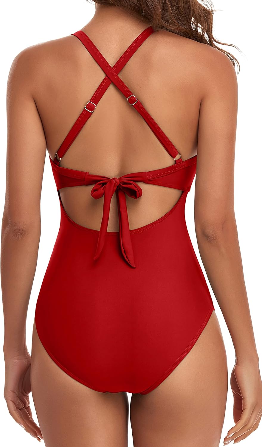 OmbreSwim - Women's One Piece Swimsuits Tummy Control Cutout High Waisted Bathing Suit Wrap Tie Back