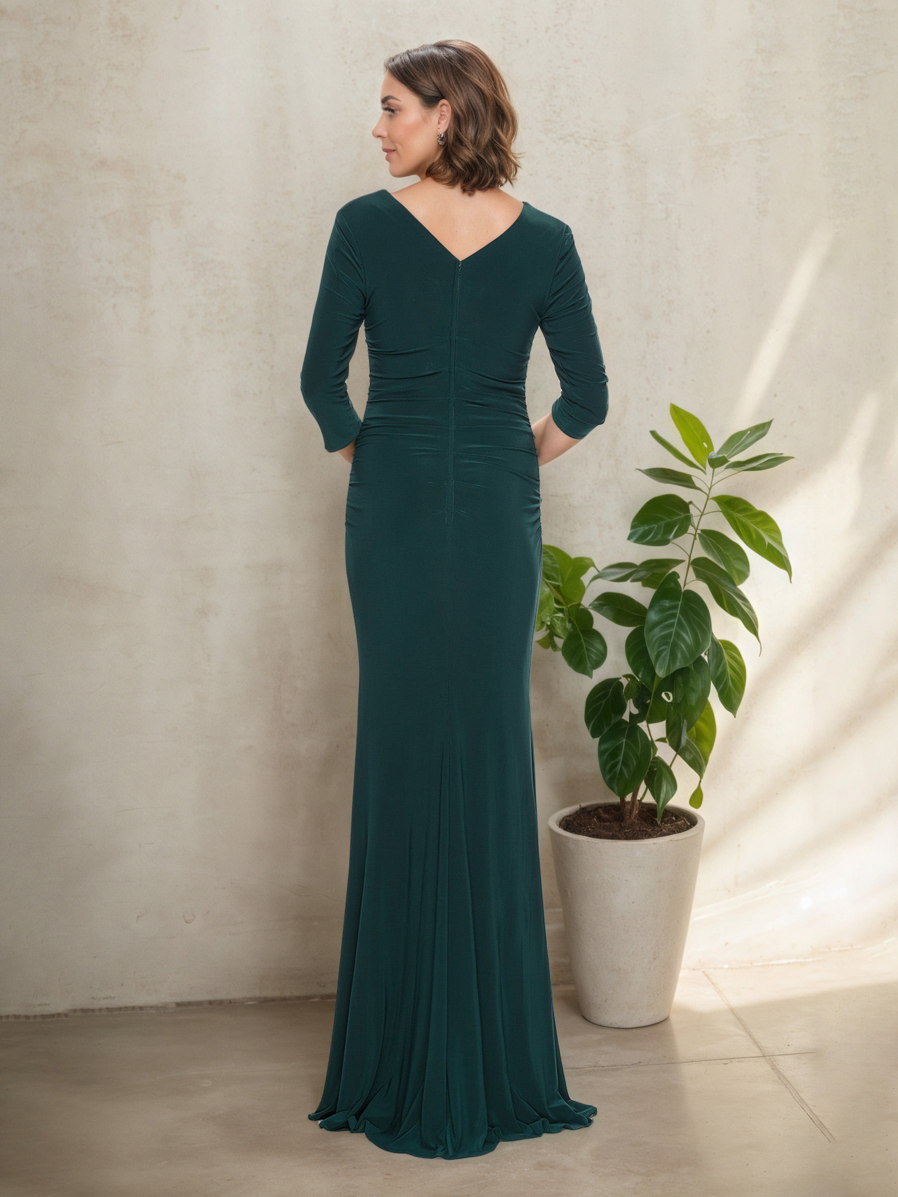 Peacock Floor-Length Sheath/Column Mother of the Bride Dress with Square Neckline