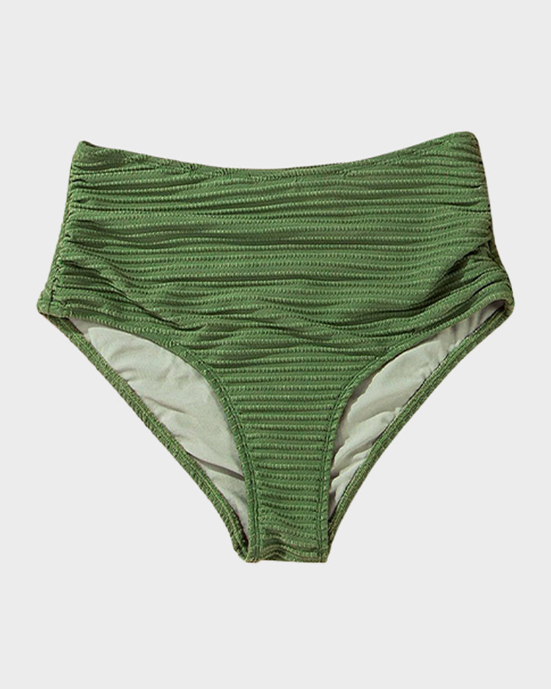 OmbreSwim - Textured Knot-Front High-Waisted Bikini Set