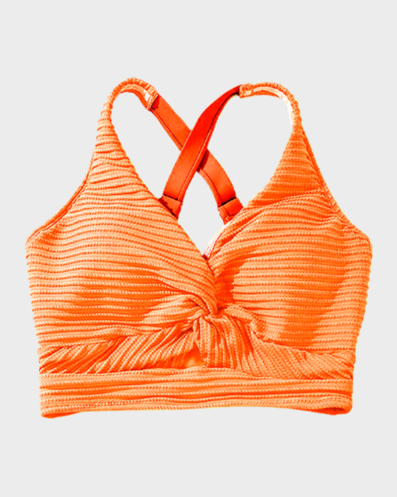 OmbreSwim - Textured Knot-Front High-Waisted Bikini Set