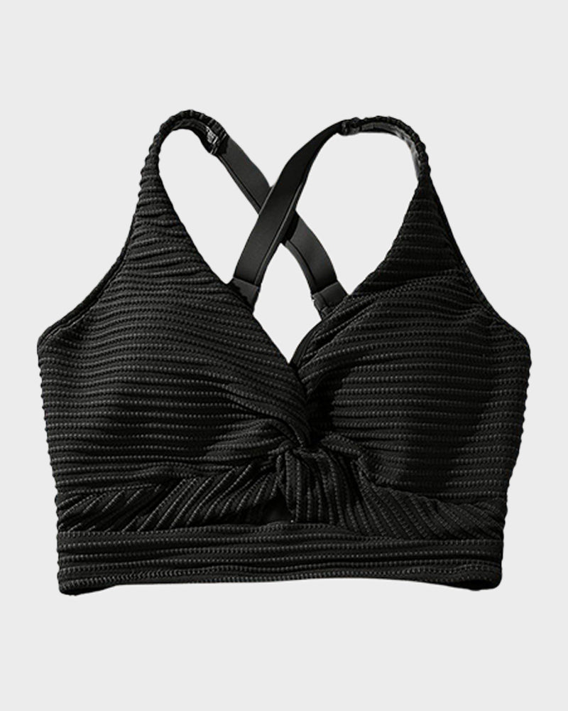 OmbreSwim - Textured Knot-Front High-Waisted Bikini Set