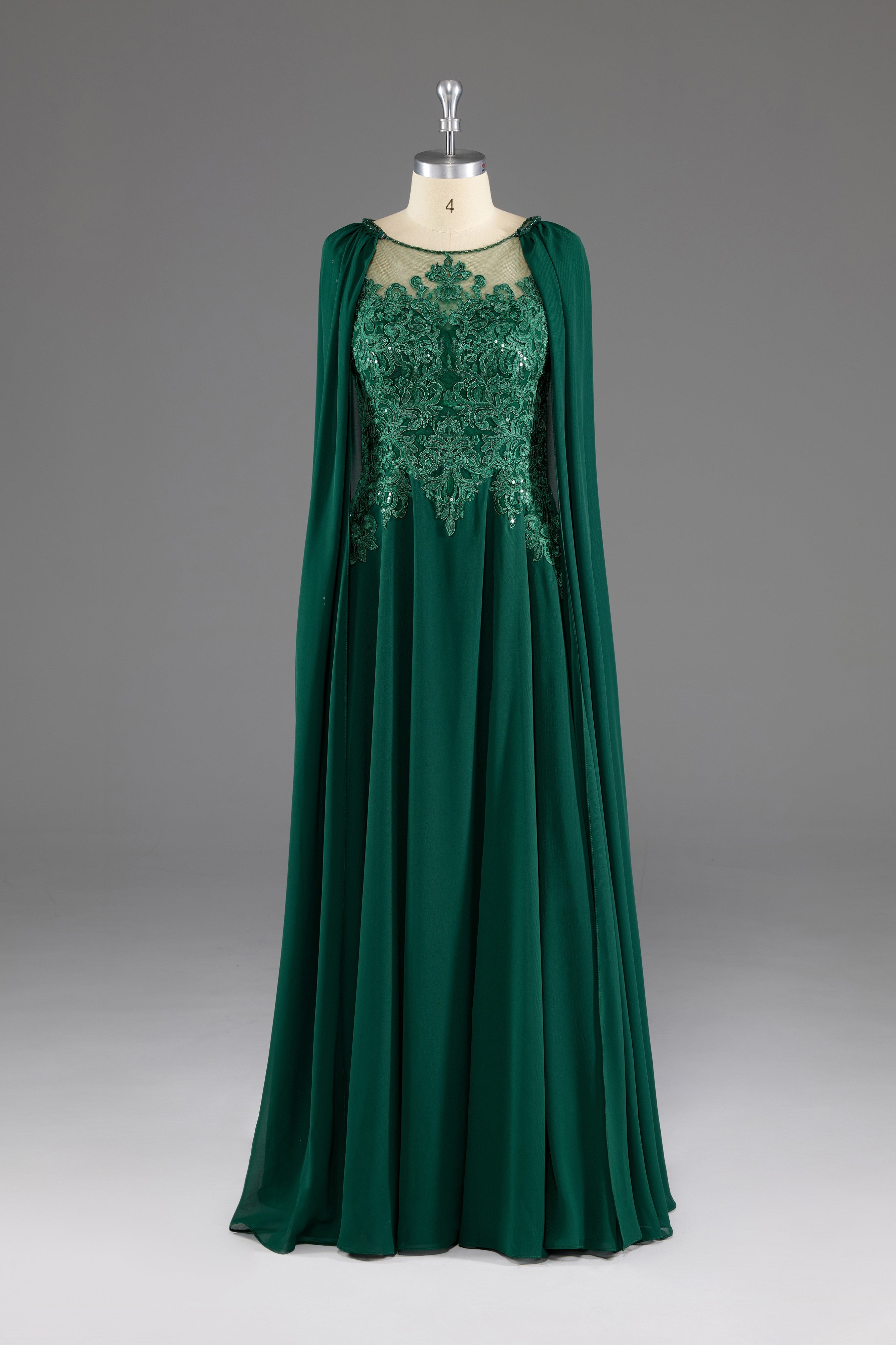 Dark Green A-Line Lace Appliques Chiffon Prom Dress Dark Green A-Line Lace Appliques Chiffon Prom Dress