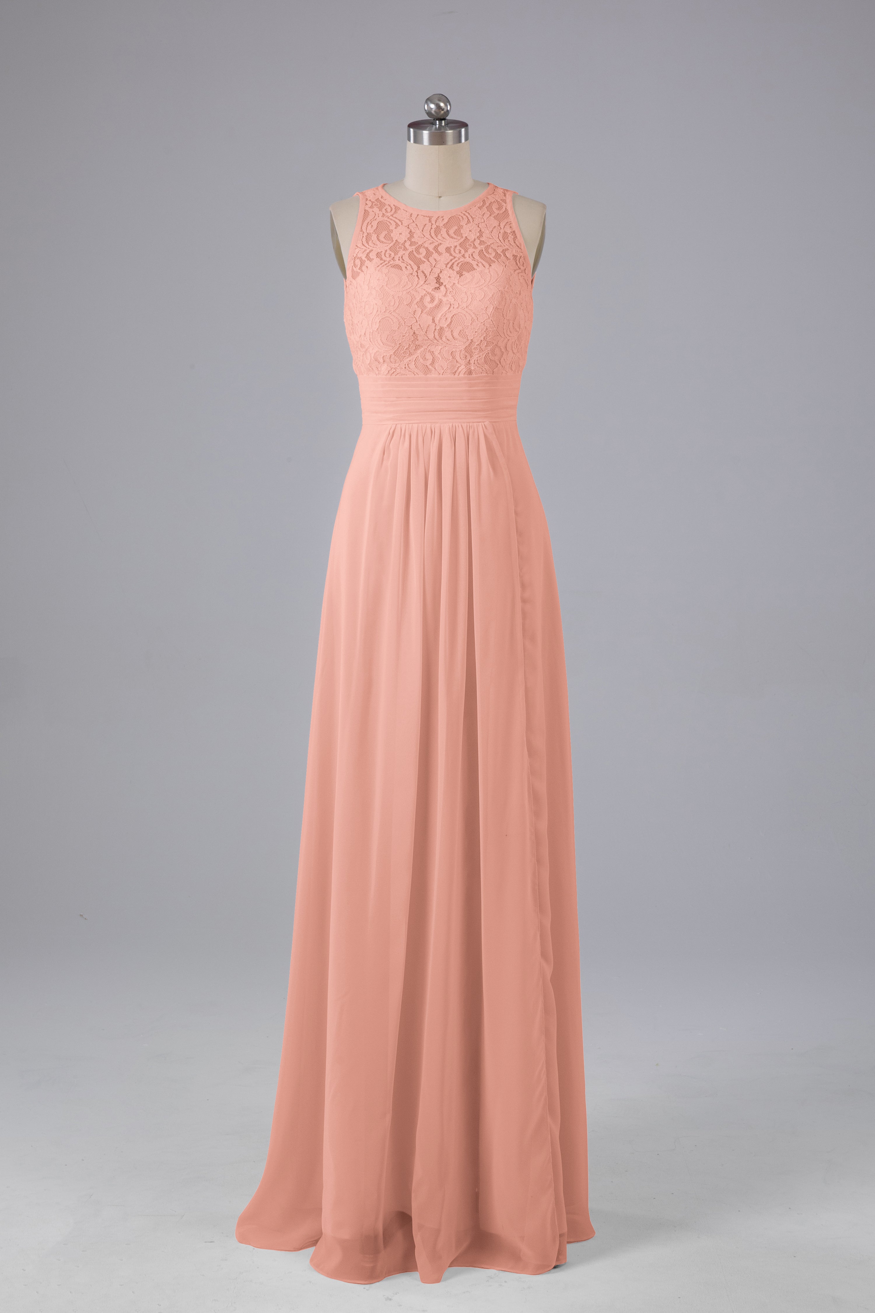 A Line Keyhole Floor Length Bridesmaid Dresses