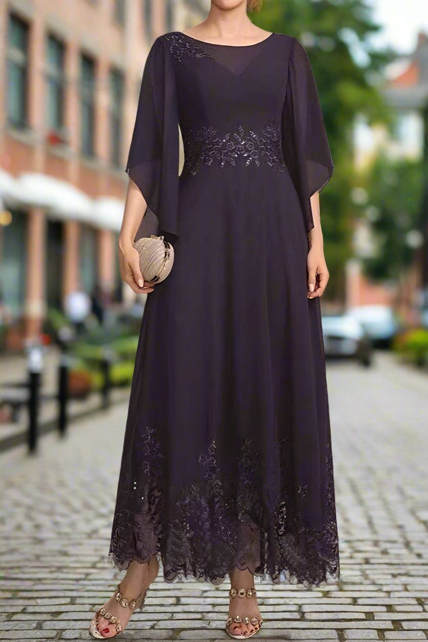 A-Line Scoop Neck Ankle Length Mother of The Bride Dresses