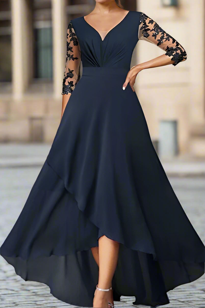 Asymmetrical A-Line High Low V Neck Mother of the Bride Dress Asymmetrical A-Line High Low V Neck Mother of the Bride Dress