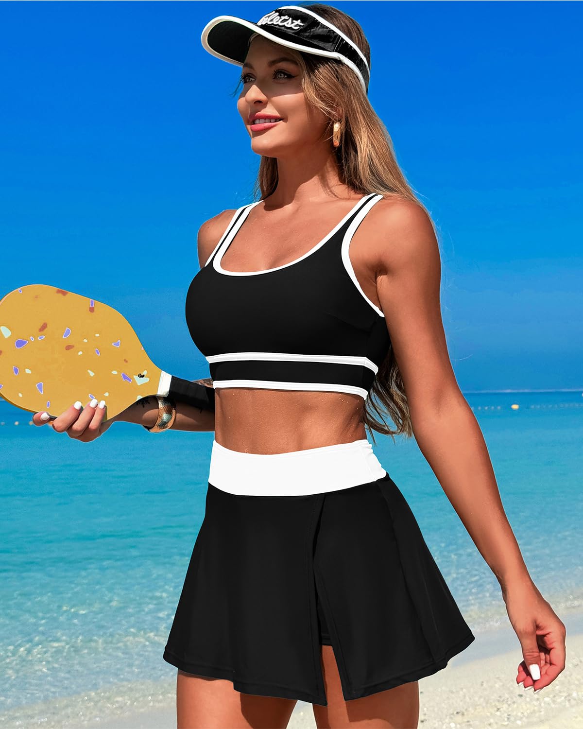OmbreSwim - High Waisted Bikini Sets Tummy Control Swim Skirt Two Piece Swim Suit Tummy Control Color Block Bathing Suit