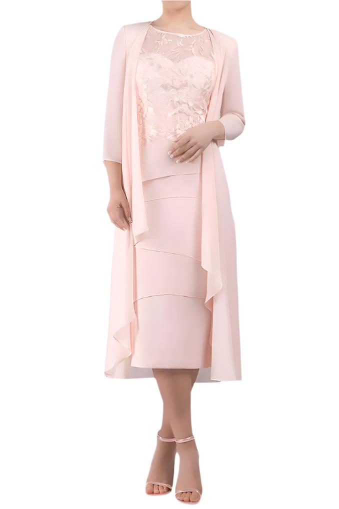 mother of the bride dresses with jacket Blush 3/4 Sleeves Sheath Mother of The Bride Dresses with Jacket