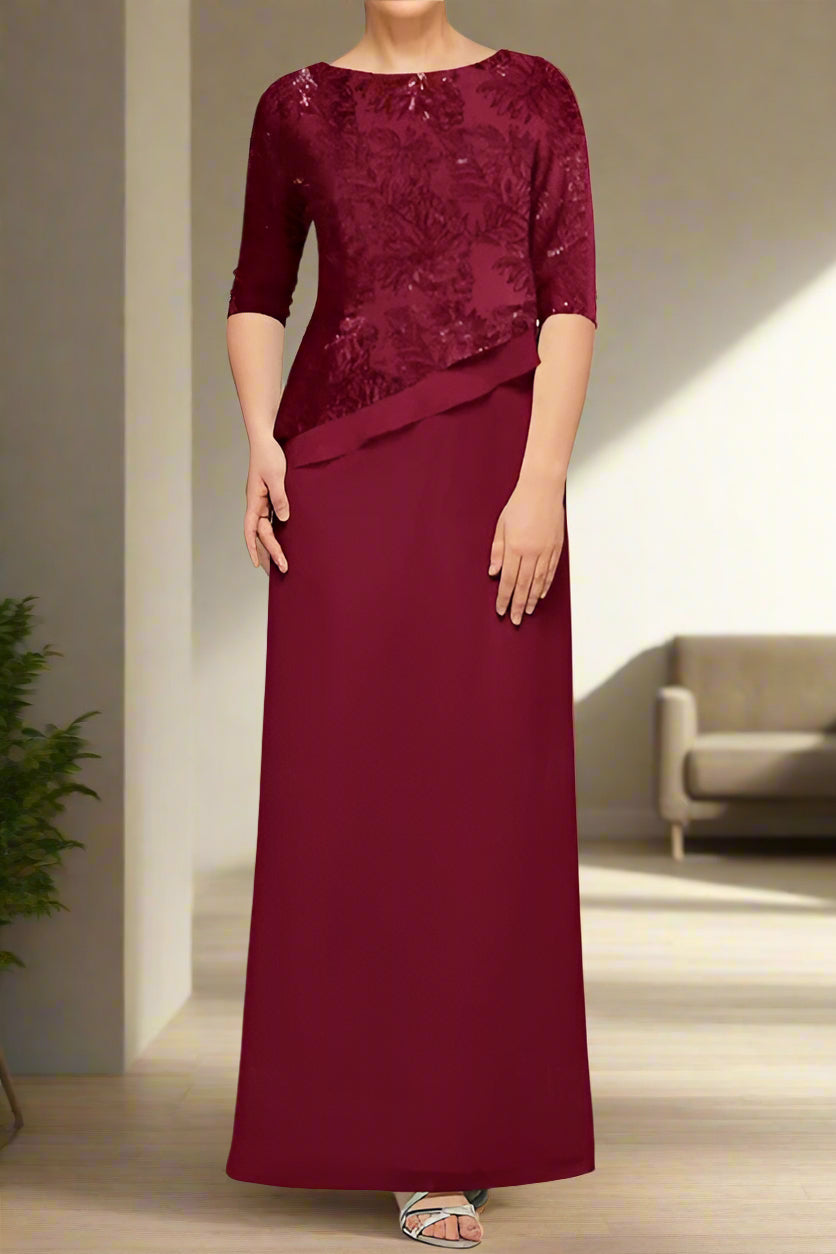 Burgundy Ankle Length Scoop Neck A-Line Mother of the Bride Dress Burgundy Ankle Length Scoop Neck A-Line Mother of the Bride Dress
