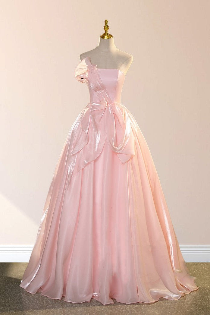 Chic Strapless Sleeveless Shiny Pink Quinceanera Dresses Chic Strapless Sleeveless Shiny Pink Quinceanera Dresses