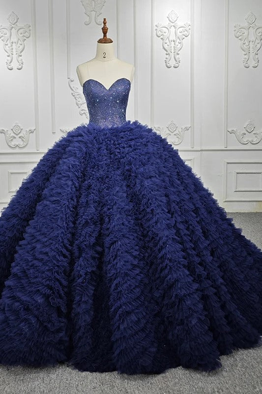 Classic Dark Navy Strapless Quinceanera Dresses Sleeveless Sweetheart Beading Ball Gown Classic Dark Navy Strapless Quinceanera Dresses Sleeveless Sweetheart Beading Ball Gown