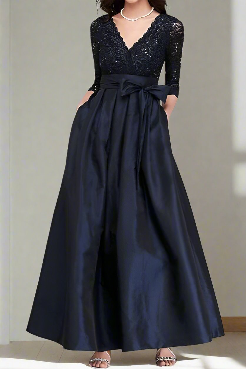 Dark Navy A-Line Ankle Length Satin Mother of The Bride Dresses Dark Navy A-Line Ankle Length Satin Mother of The Bride Dresses