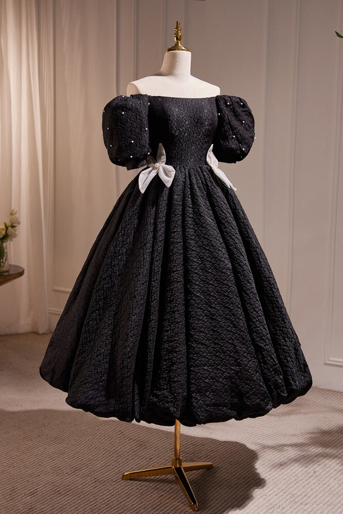 Elegant Black A-Line Off Shoulder Prom Dress with Beads Elegant Black A-Line Off Shoulder Prom Dress with Beads