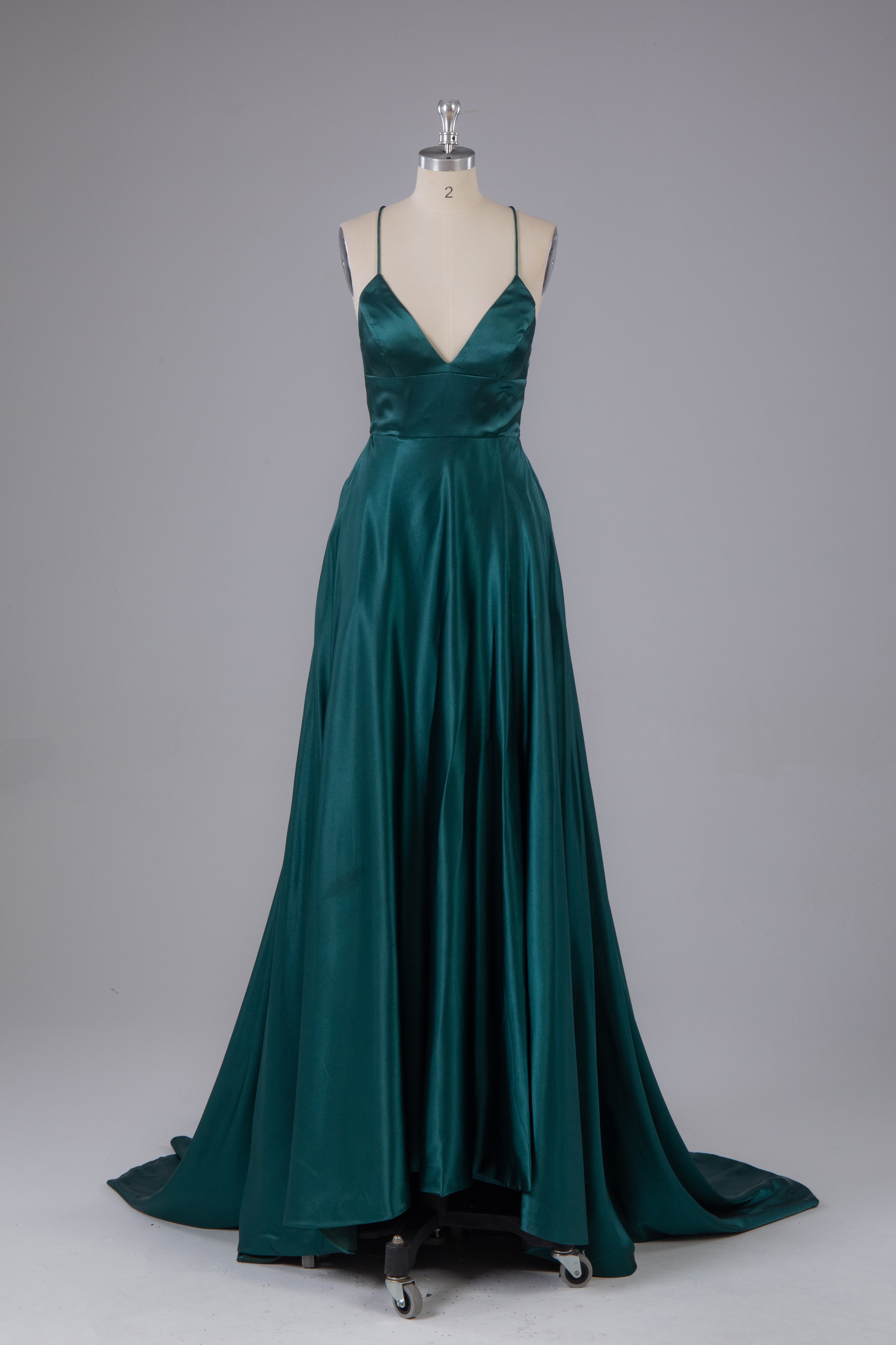 Elegant Open Back Spaghetti Straps Sweep Train Long Prom Dress Elegant Open Back Spaghetti Straps Sweep Train Long Prom Dress