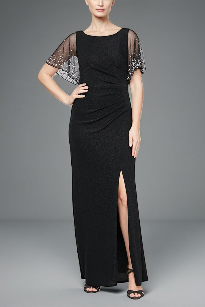 Elegant Round Neck Short Sleeve Beading Ankle Length Wedding Party Dre Elegant Round Neck Short Sleeve Beading Ankle Length Wedding Party Dre