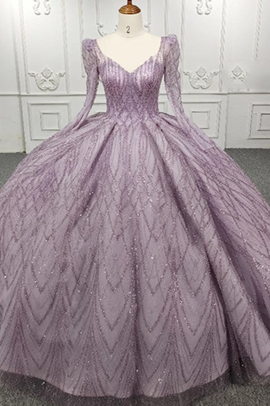 Elegant Simple Long Sleeves Evening Party Dress Beading Ball Gown Elegant Simple Long Sleeves Evening Party Dress Beading Ball Gown