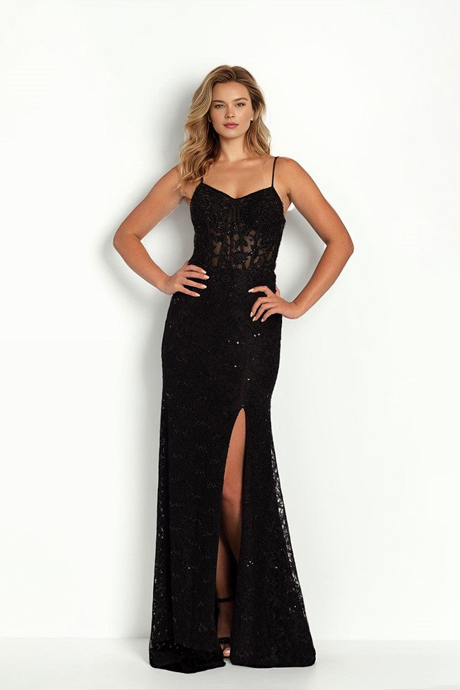 Elegant Spaghetti Straps Black Long Prom Dress with Slit Elegant Spaghetti Straps Black Long Prom Dress with Slit
