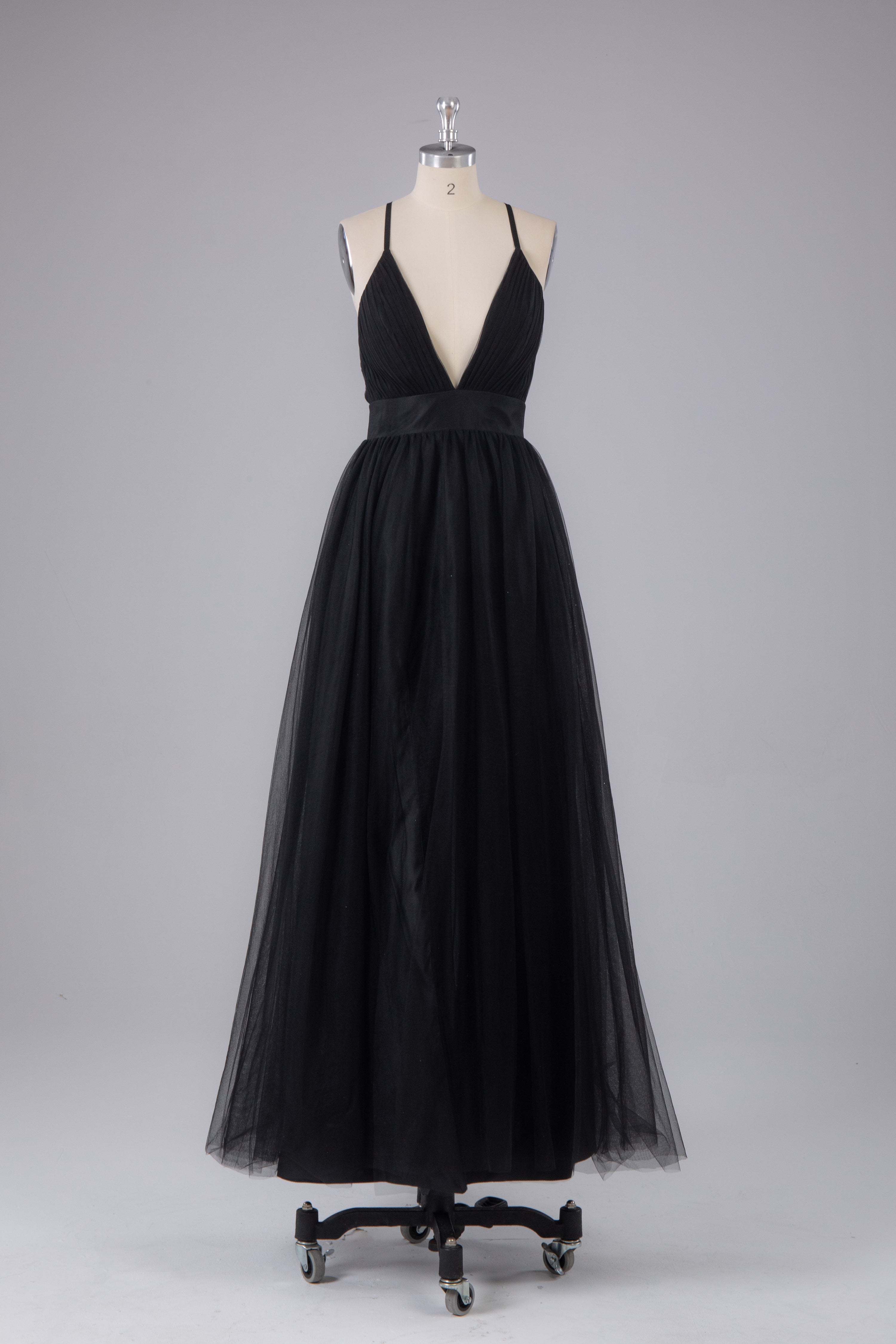 Elegant Tulle Spaghetti Straps Backless Floor Length Prom Dress Elegant Tulle Spaghetti Straps Backless Floor Length Prom Dress
