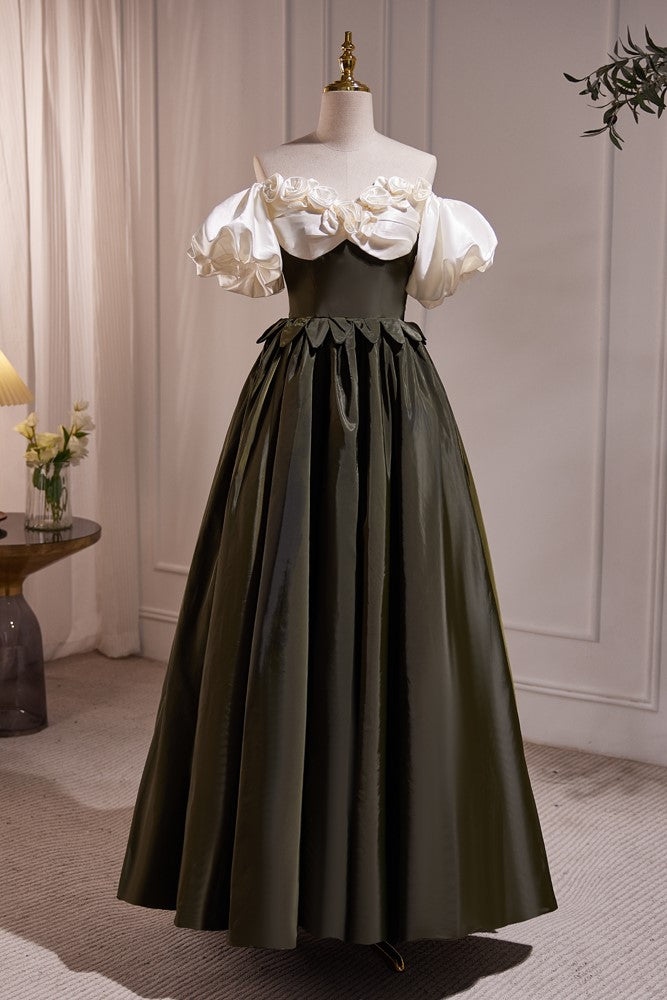 bubble prom dress Mermaid Strapless Asymmetrical Bubble Sleeves Floor-length Long Sleeve Prom Dress