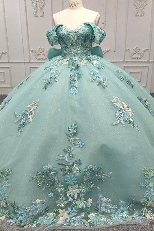Exquisite Off the Shoulder Sweetheart Ball Gown Quinceanera Dresses with Bowknot Exquisite Off the Shoulder Sweetheart Ball Gown Quinceanera Dresses with Bowknot
