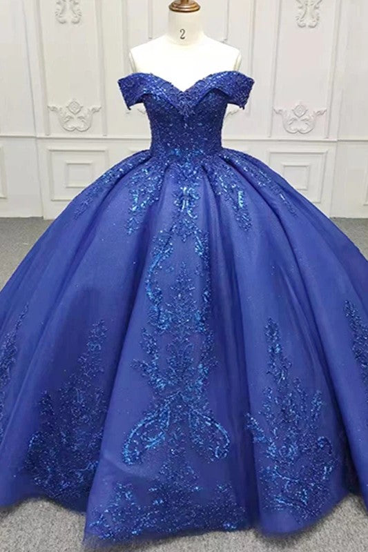 Gorgeous Royal Blue Sweetheart Beading Evening Party Dress Lace Up Bal