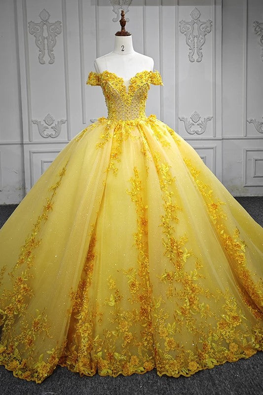 Gorgeous Sweetheart Sleeveless Prom Dresses Beading Ball Gown with 3D Gorgeous Sweetheart Sleeveless Prom Dresses Beading Ball Gown with 3D