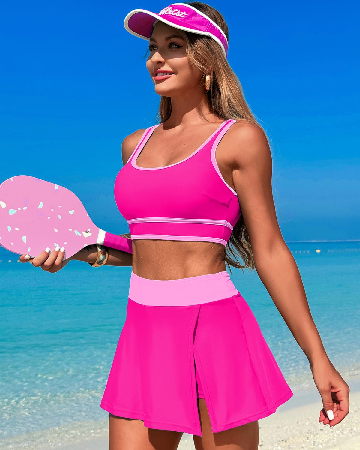 OmbreSwim - High Waisted Bikini Sets Tummy Control Swim Skirt Two Piece Swim Suit Tummy Control Color Block Bathing Suit