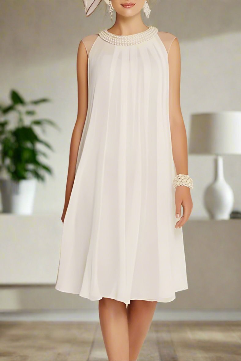 Jewel Neck Knee Length A Line Chiffon Wedding Guest Dress Jewel Neck Knee Length A Line Chiffon Wedding Guest Dress