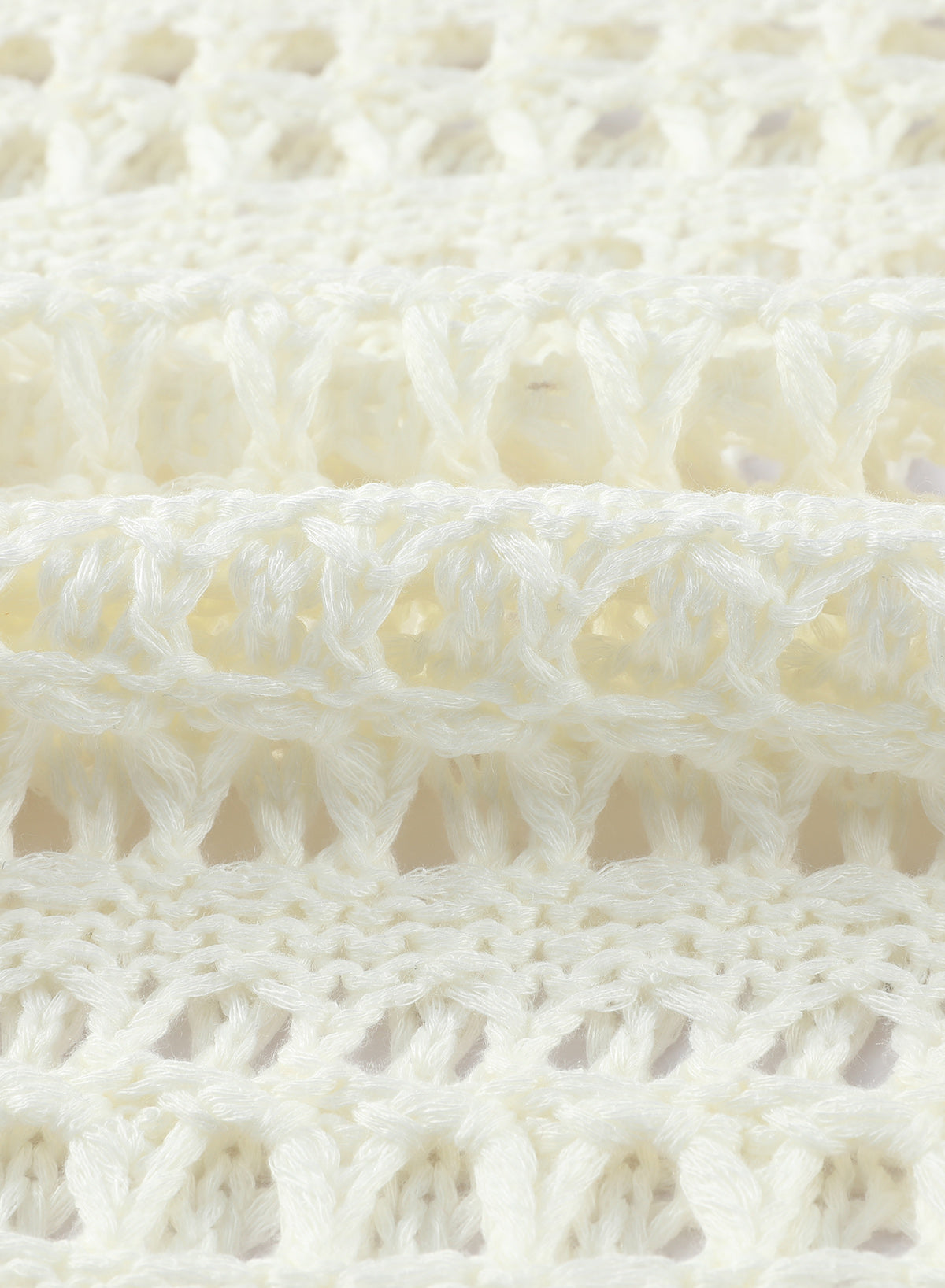 OmbreSwim - White Mesh Knitted Long Sleeve Hollow Sun-proof Round Neck Cover Up