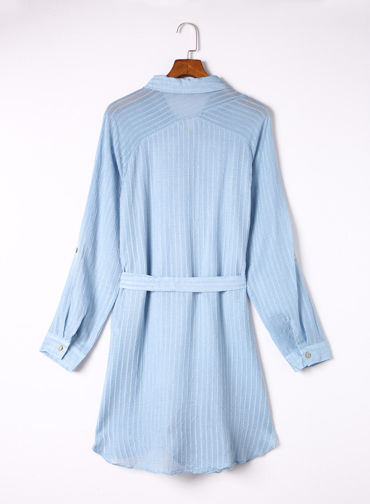 OmbreSwim - Black Solid Color Tie Sun-proof Belt Sexy V Neck Cover Up