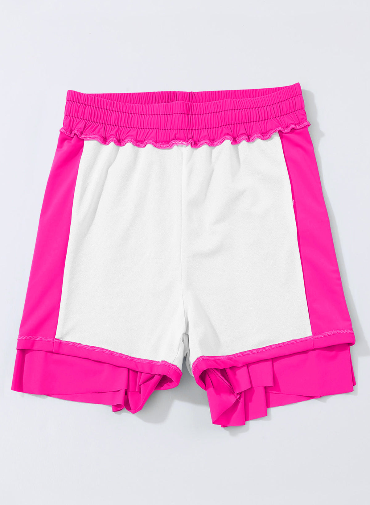 OmbreSwim - Pink Solid Color Simple Versatile High Waist Swim Short