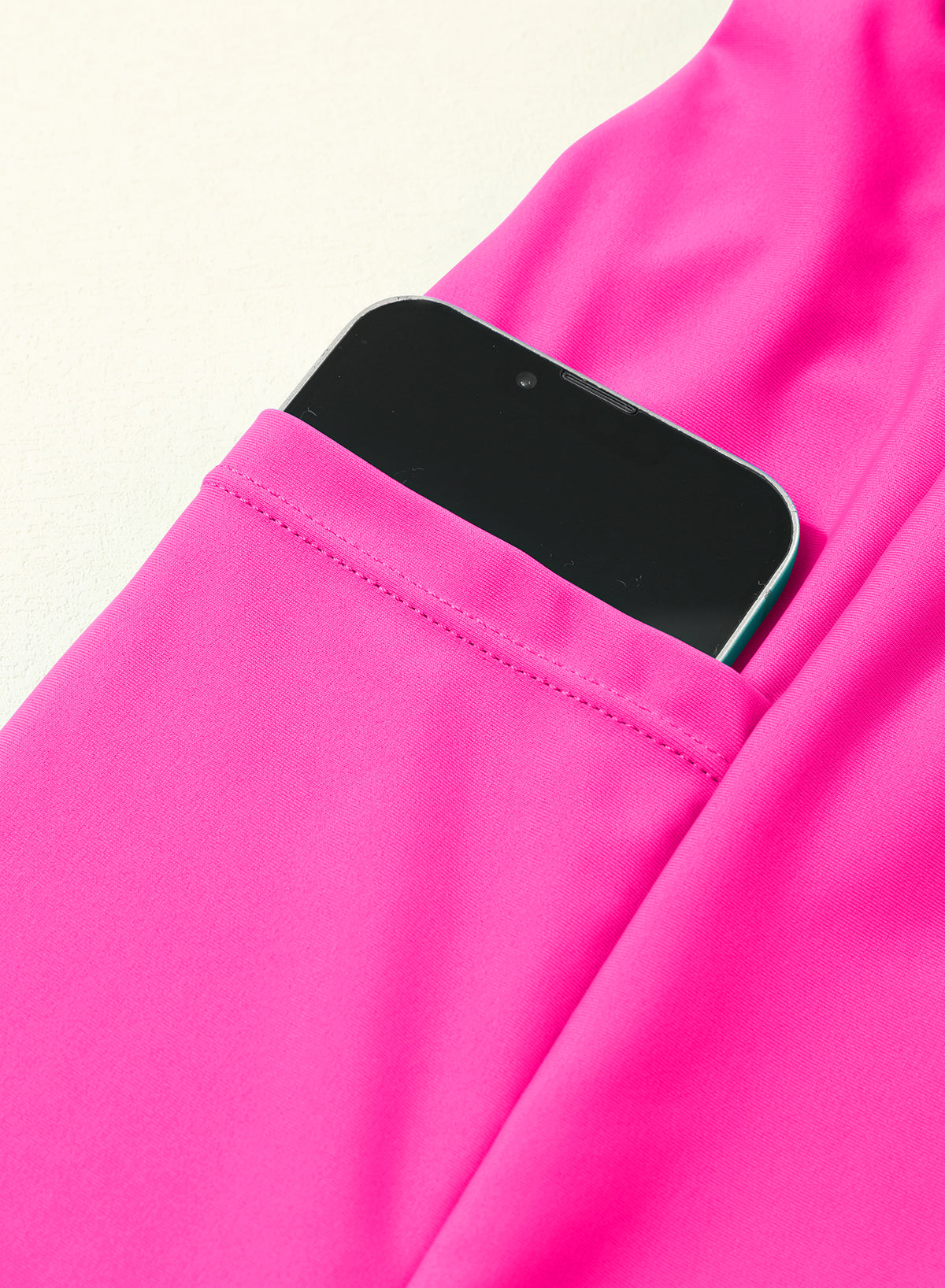 OmbreSwim - Pink Solid Color Simple Versatile High Waist Swim Short